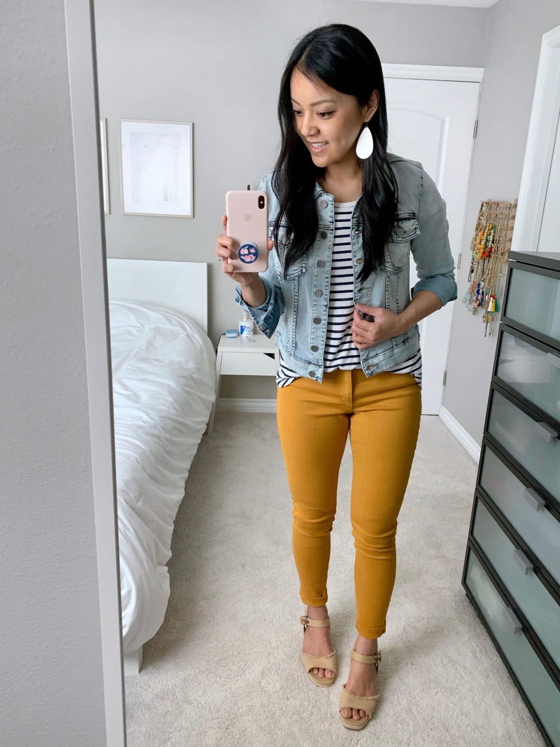 Mustard Jeans Striped Tee Denim Jacket 