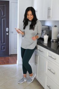 Green Leggings, Grey Tanjun Sneakers 