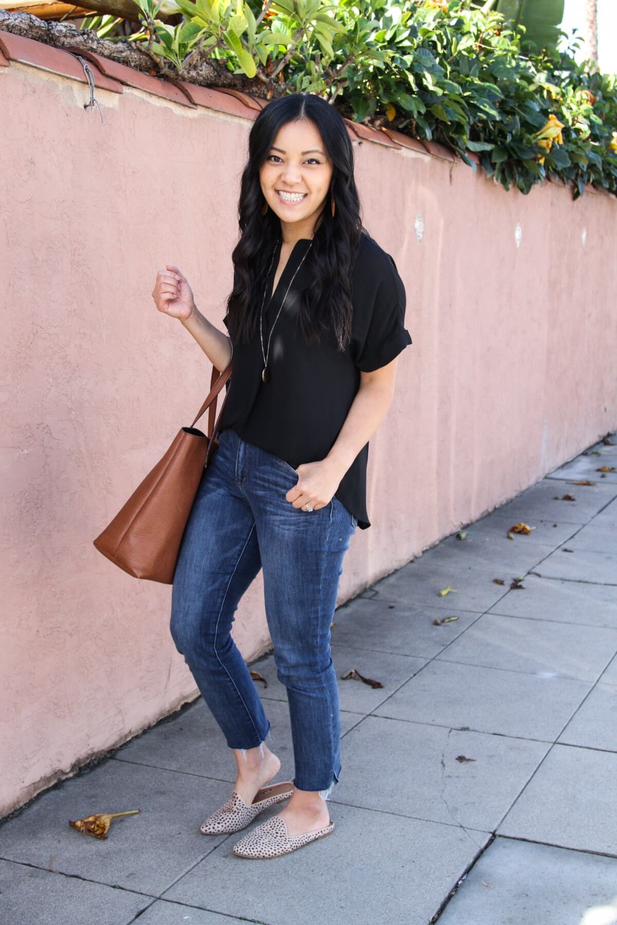 brown mules outfit